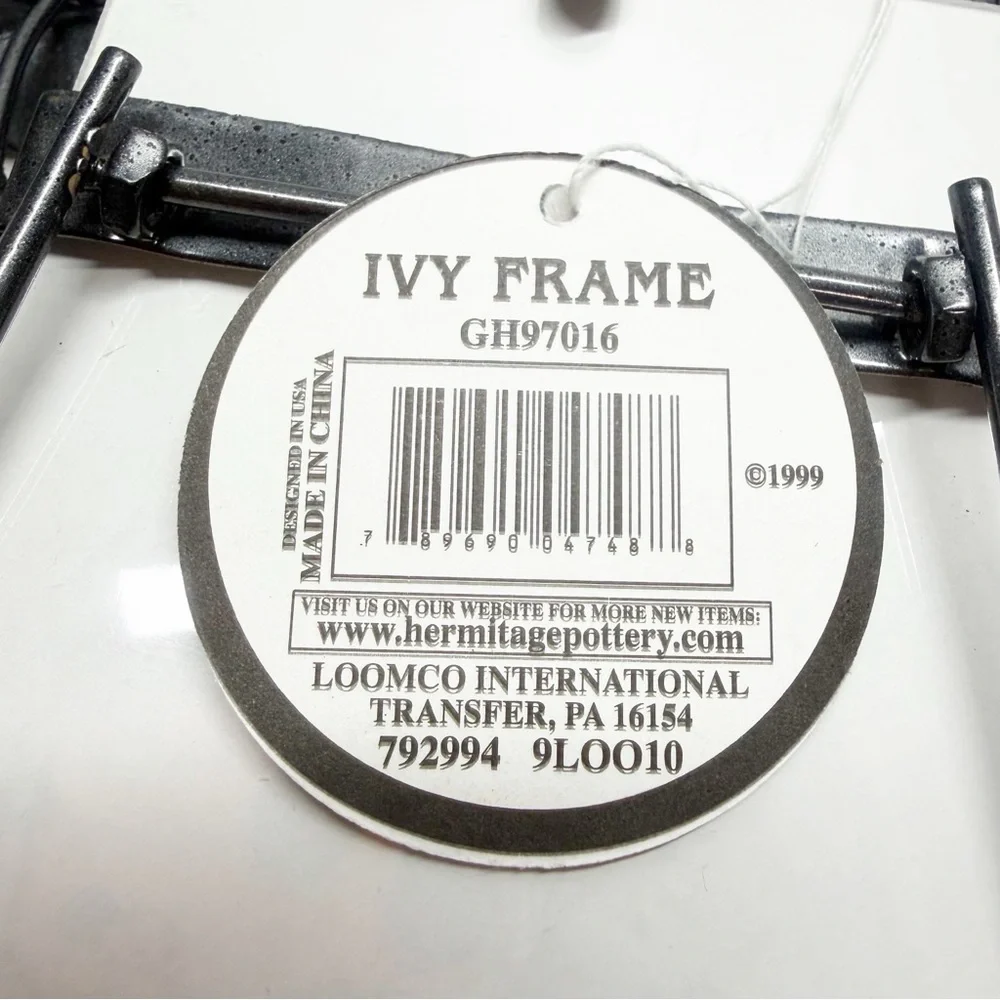 NEW Vintage 90s Y2K Hermitage Pottery Ivy Metal Frame